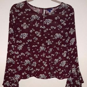 Burgundy Floral Blouse